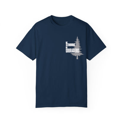 Navy Blue Be Strong Be Courageous With Tree Motivational Unisex T-Shirt 