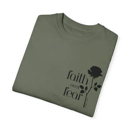 Army Green Faith Over Fear Inspirational Motivational Unisex T-Shirt